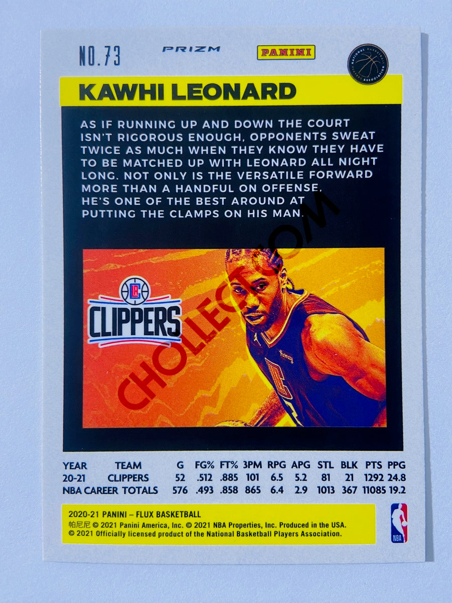 Kawhi Leonard - Los Angeles Clippers 2020-21 Panini Flux Cracked Ice Blue Prizm Parallel #73