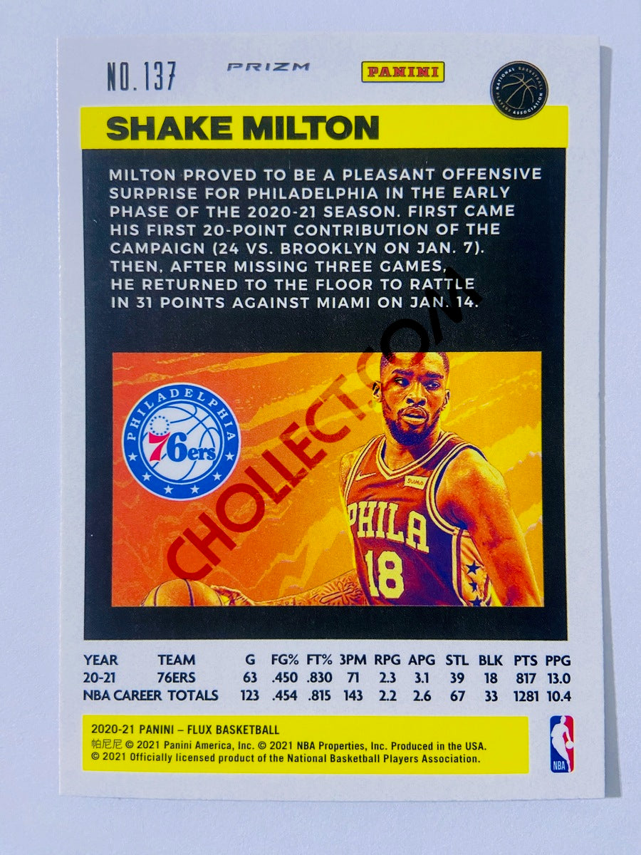 Shake Milton - Philadelphia 76ers 2020-21 Panini Flux Cracked Ice Blue Prizm Parallel #137