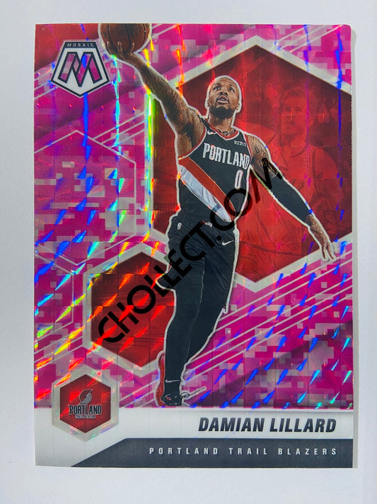 Damian Lillard - Portland Trail Blazers 2020-21 Panini Mosaic Pink Camo Parallel #93