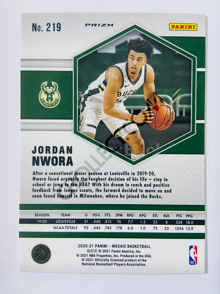 Jordan Nwora - Milwaukee Bucks 2020-21 Panini Mosaic Pink Camo Parallel RC Rookie #219