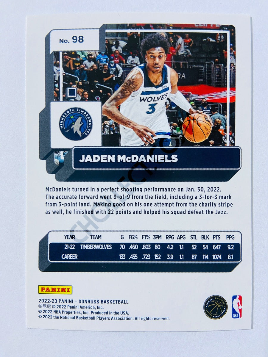 Jaden McDaniels - Minnesota Timberwolves 2022-23 Panini Donruss #98