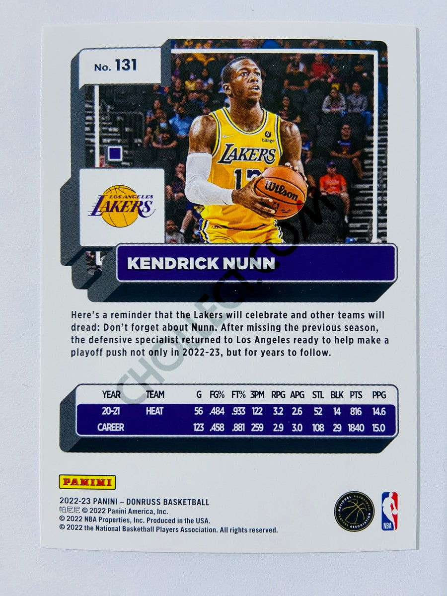 Kendrick Nunn - Los Angeles Lakers 2022-23 Panini Donruss #131