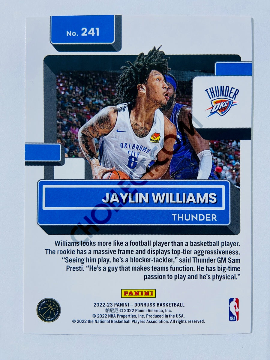 Jaylin Williams - Oklahoma City Thunder 2022-23 Panini Donruss Rated Rookie #241