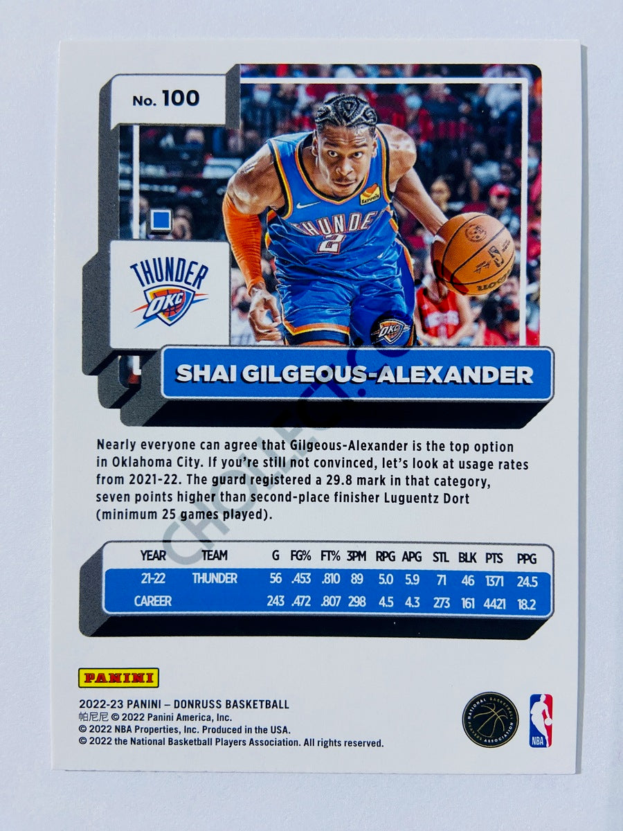 Shai Gilgeous-Alexander - Oklahoma City Thunder 2022-23 Panini Donruss Holo Green Laser Parallel #100