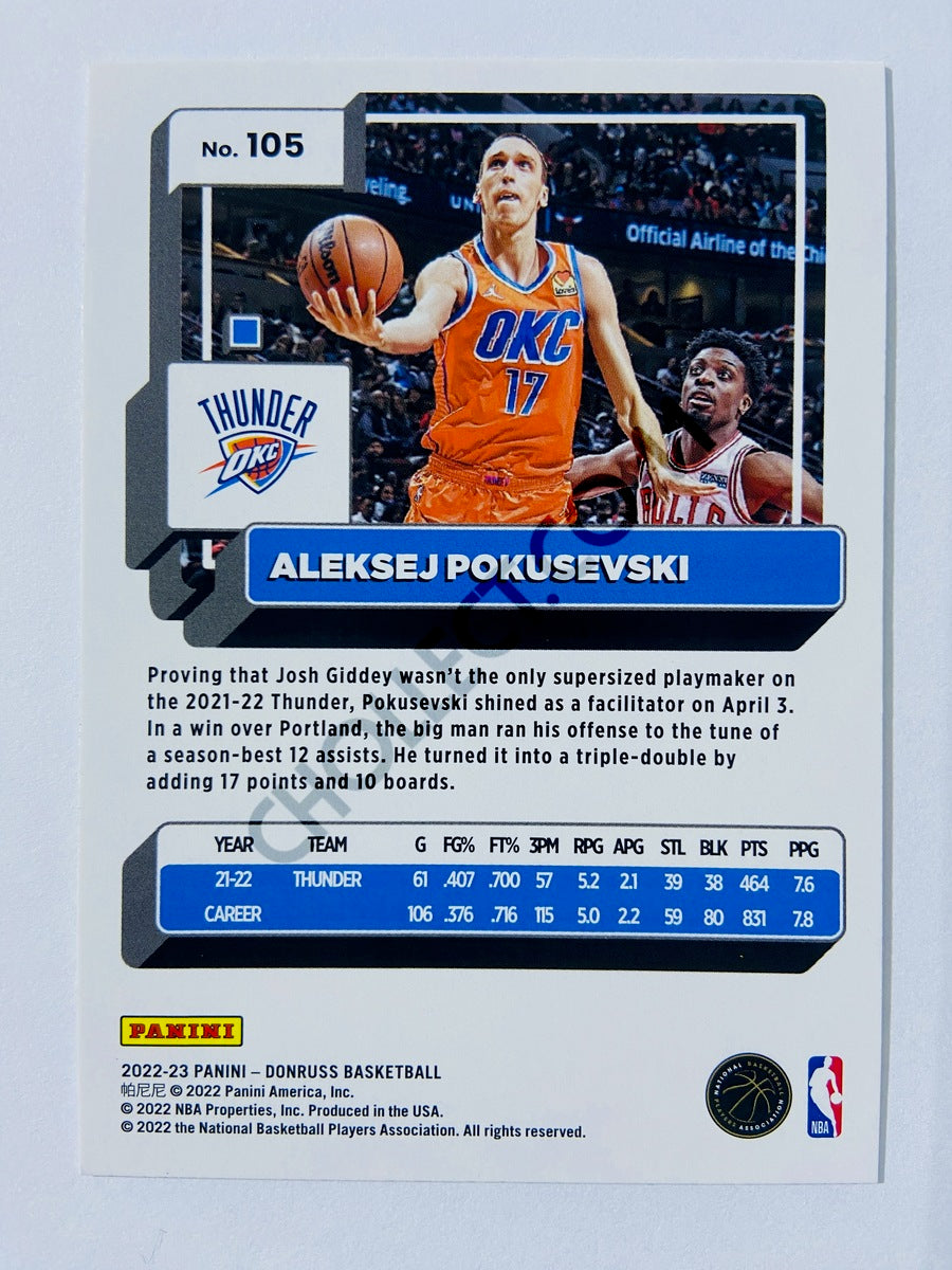 Aleksej Pokusevski - Oklahoma City Thunder 2022-23 Panini Donruss Holo Green Laser Parallel #105