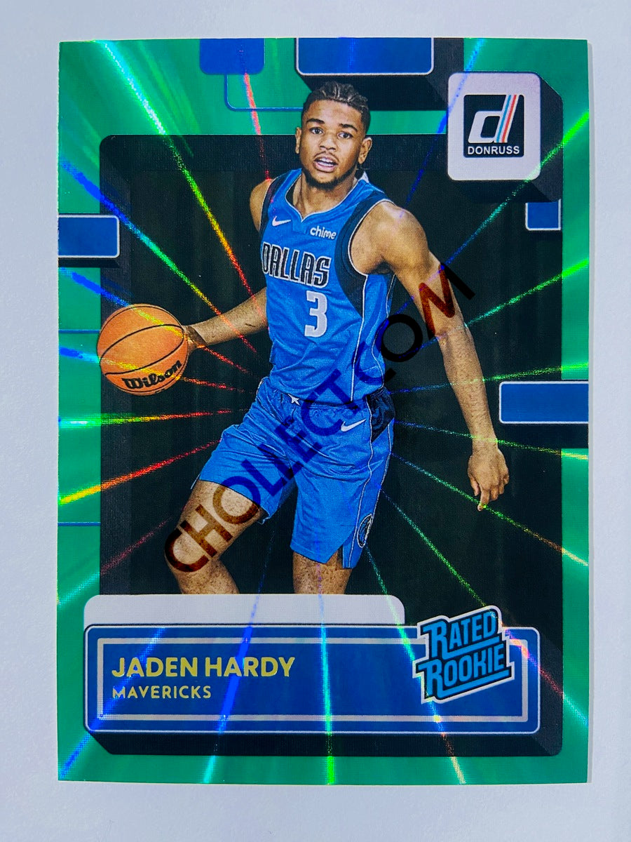 Jaden Hardy - Dallas Mavericks 2022-23 Panini Donruss Holo Green Laser Parallel Rated Rookie #235