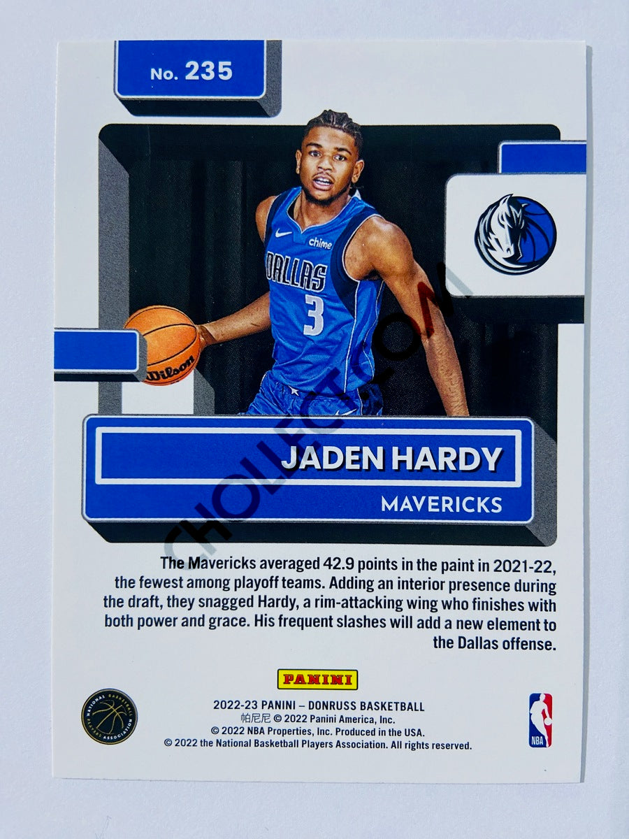 Jaden Hardy - Dallas Mavericks 2022-23 Panini Donruss Holo Green Laser Parallel Rated Rookie #235