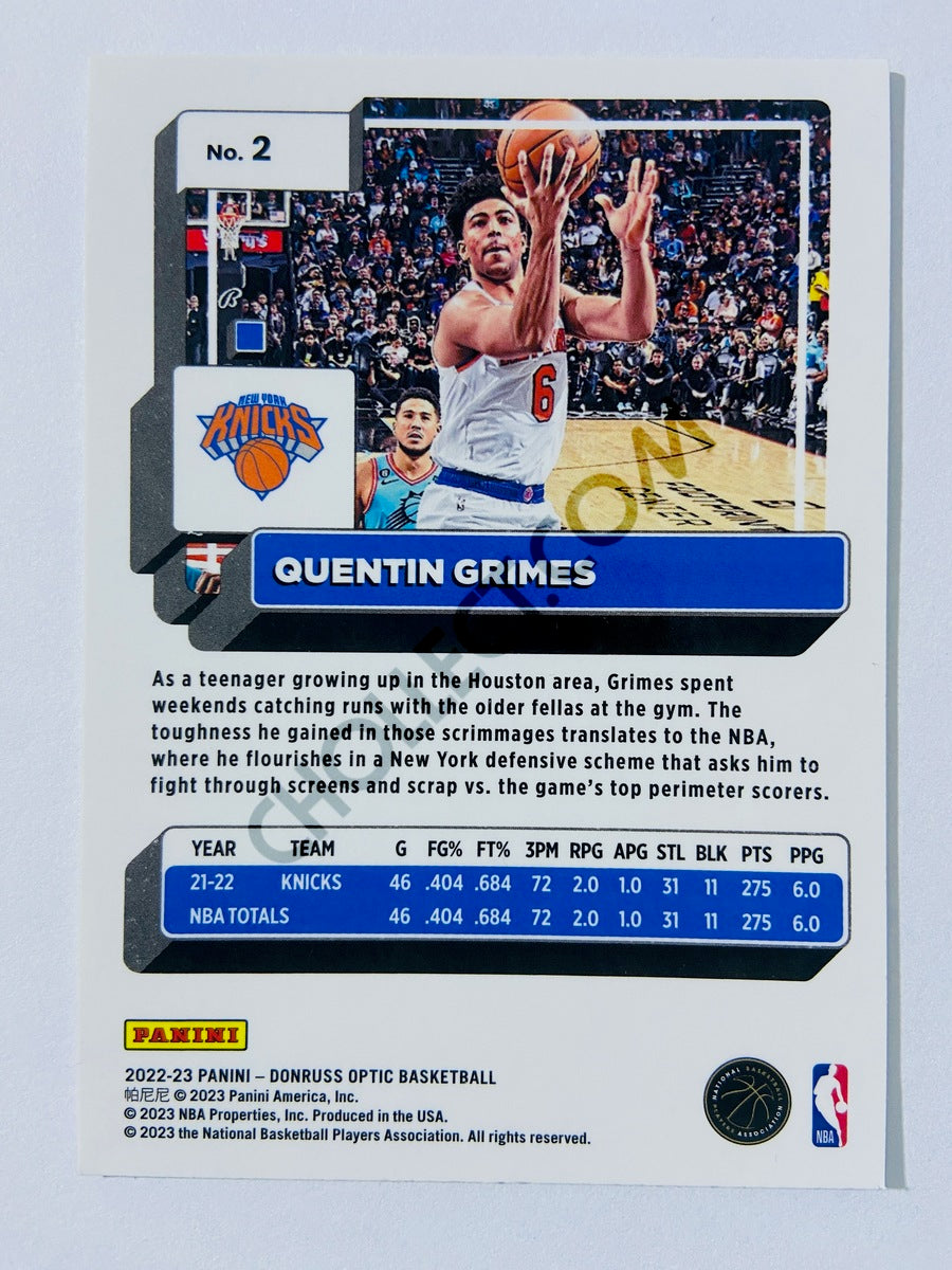 Quentin Grimes - New York Knicks 2022-23 Panini Donruss Optic #2