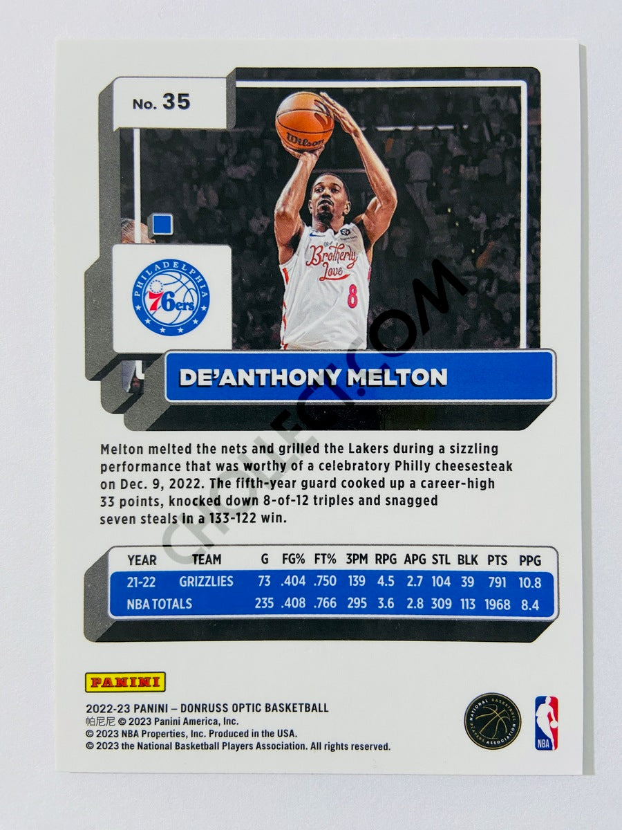 De'Anthony Melton - Philadelphia 76ers 2022-23 Panini Donruss Optic #35