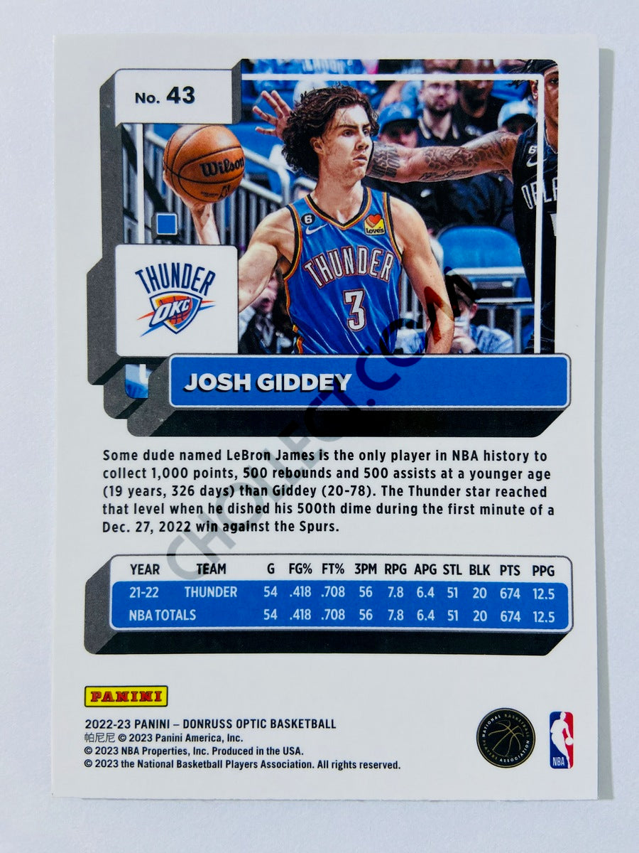 Josh Giddey - Oklahoma City Thunder 2022-23 Panini Donruss Optic #43