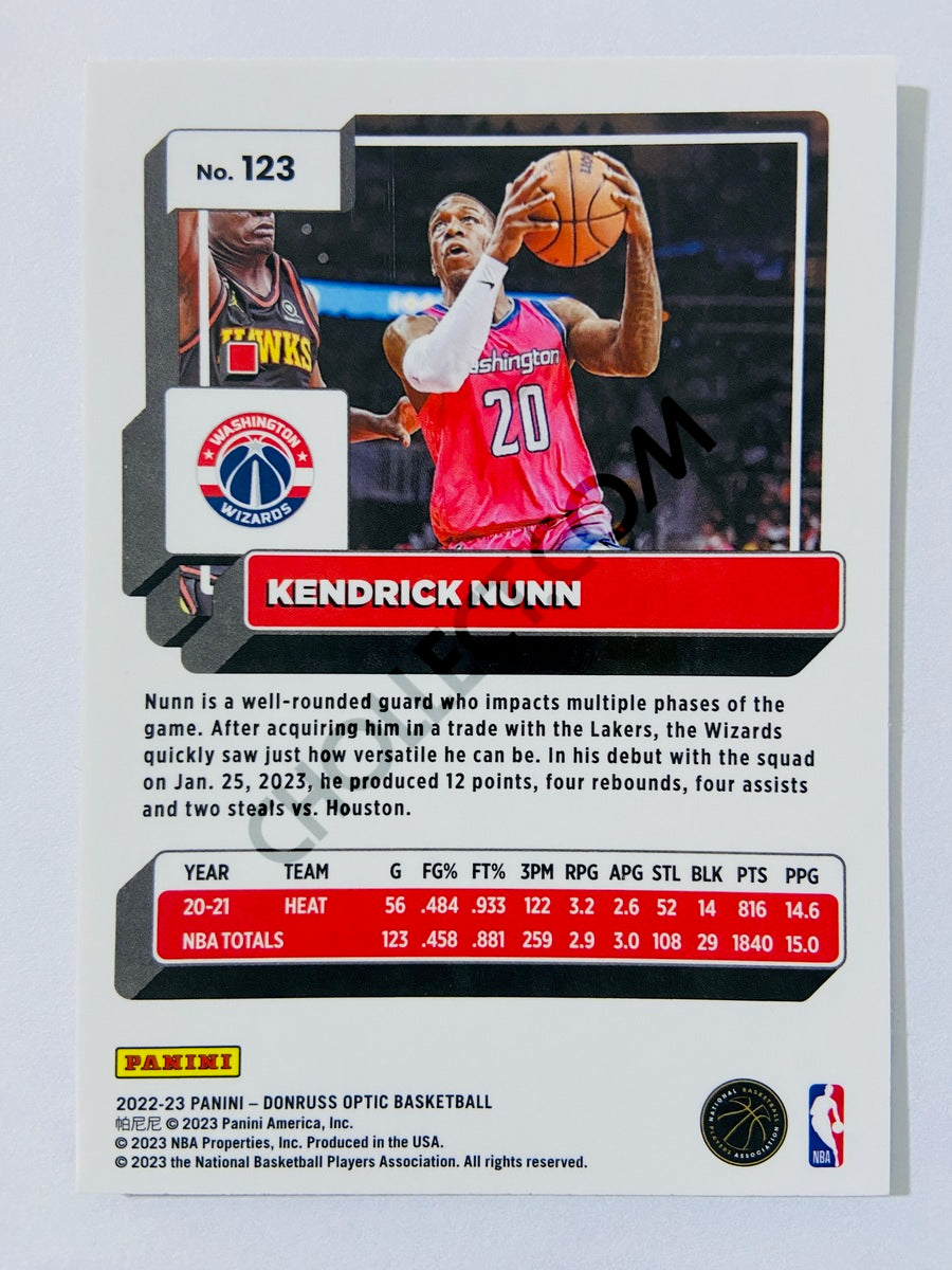 Kendrick Nunn - Washington Wizards 2022-23 Panini Donruss Optic #123