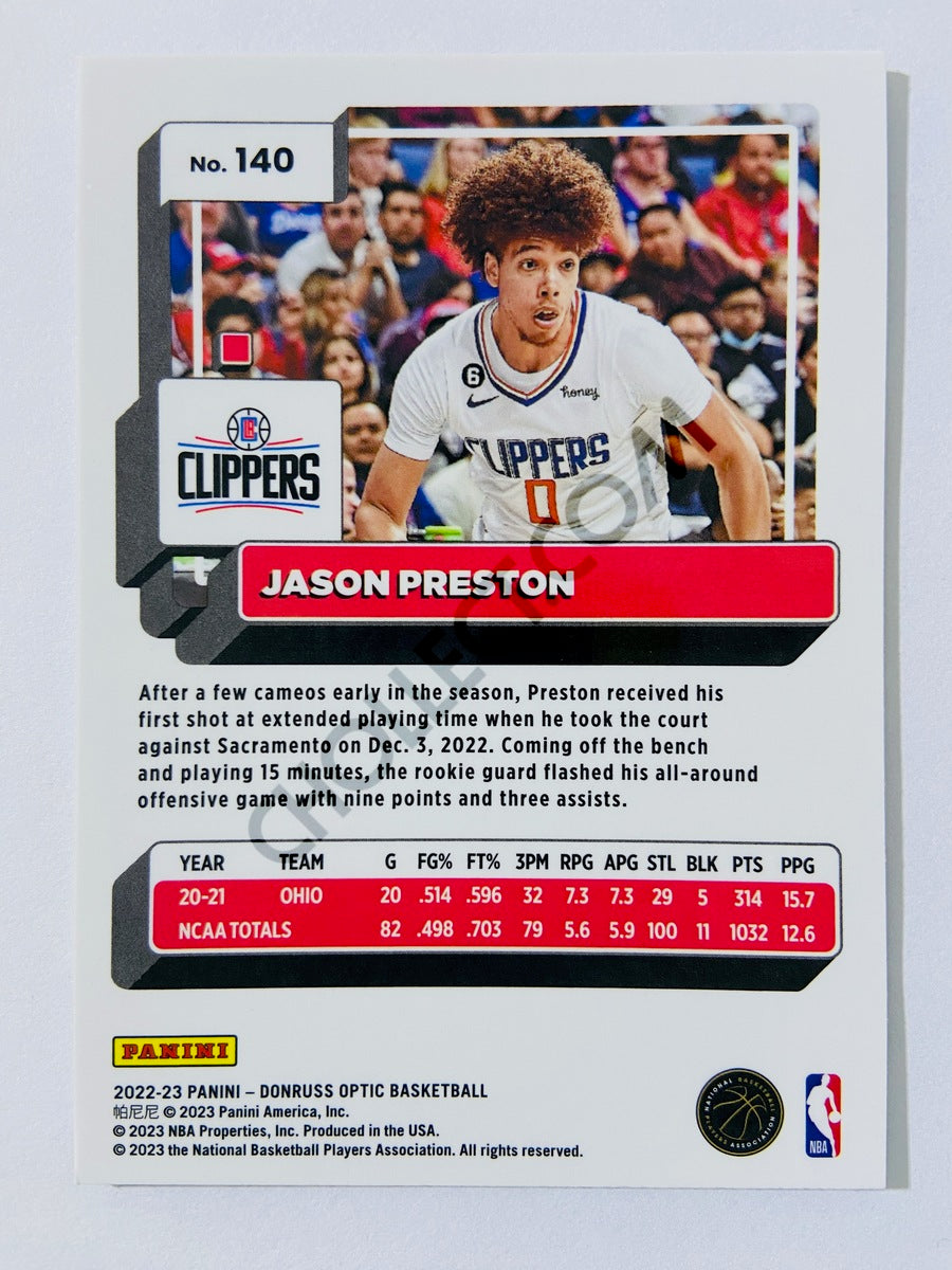 Jason Preston - Los Angeles Clippers 2022-23 Panini Donruss Optic #140