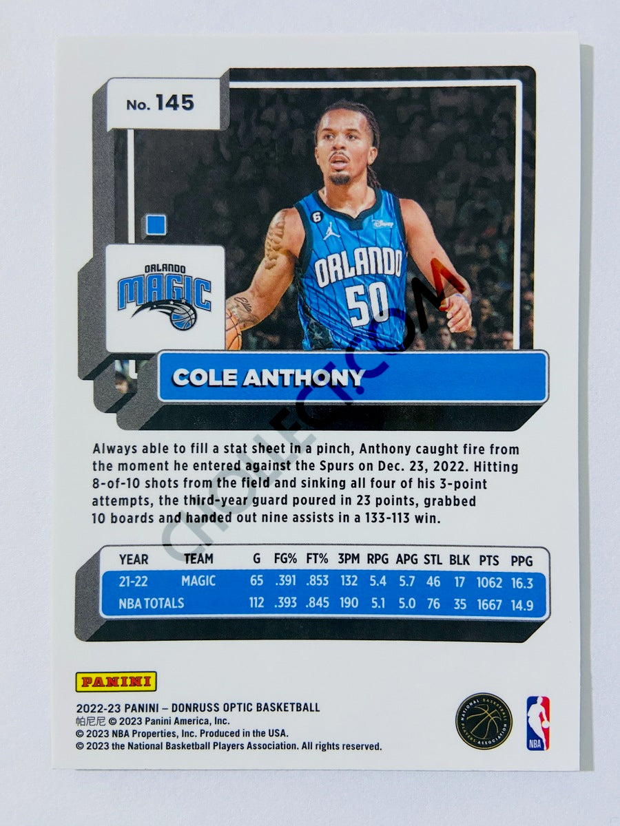 Cole Anthony - Orlando Magic 2022-23 Panini Donruss Optic #145