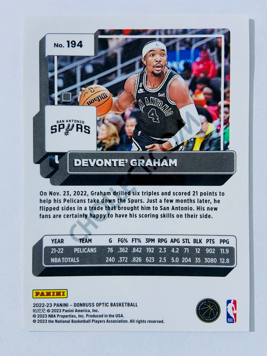 Devonte' Graham - San Antonio Spurs 2022-23 Panini Donruss Optic #194