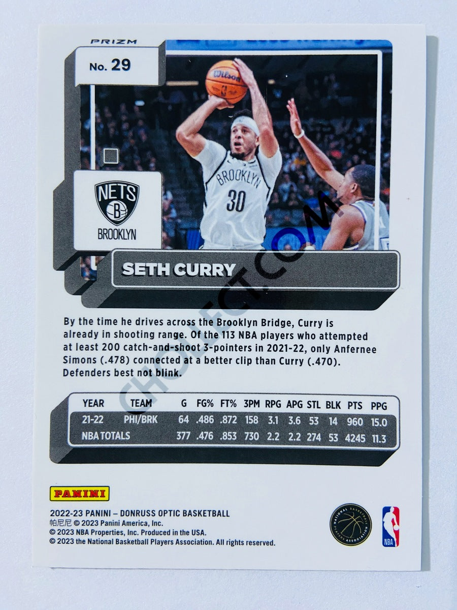 Seth Curry - Brooklyn Nets 2022-23 Panini Donruss Optic Purple Parallel #29