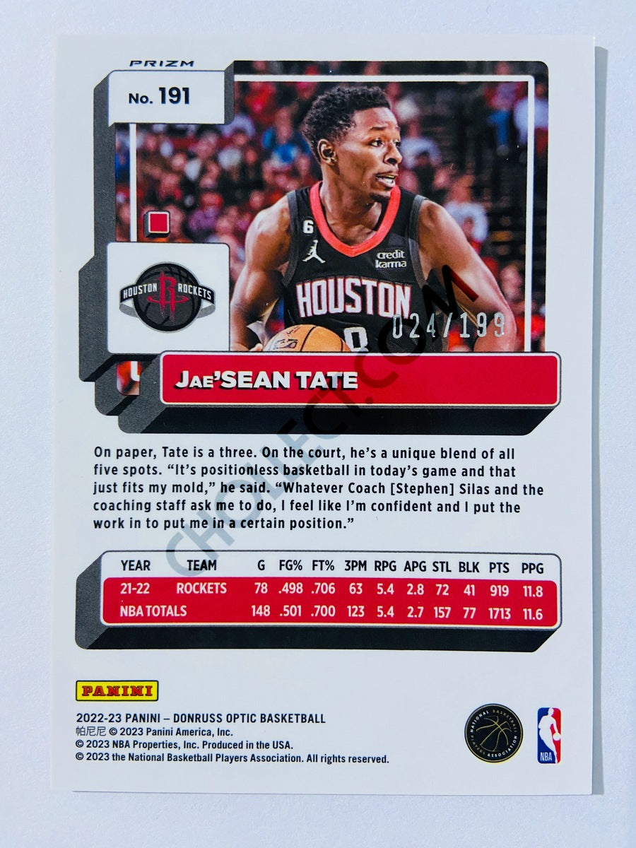 Jae'Sean Tate - Houston Rockets 2022-23 Panini Donruss Optic #191 Orange Parallel #024/199