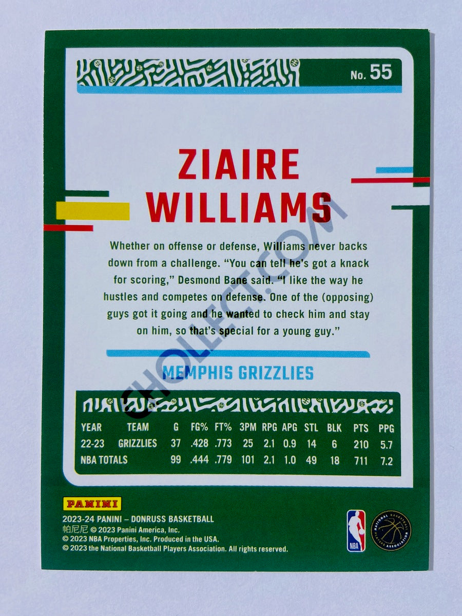 Ziaire Williams - Memphis Grizzlies 2023-24 Panini Donruss #55