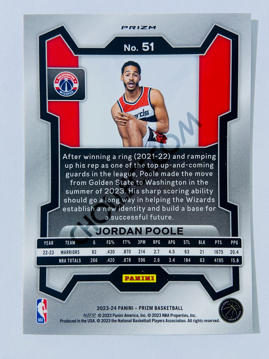 Jordan Poole – Washington Wizards 2023-24 Panini Prizm Silver Parallel #51