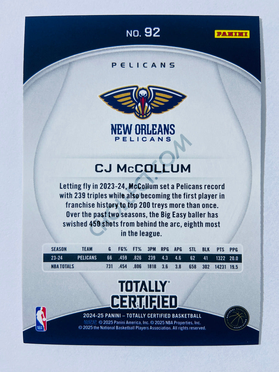 CJ McCollum – New Orleans Pelicans 2024-25 Panini Totally Certified #92
