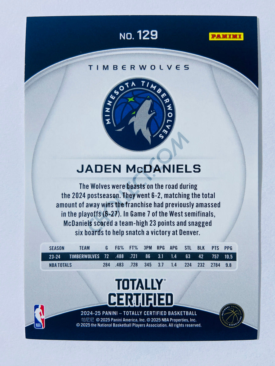 Jaden McDaniels – Minnesota Timberwolves 2024-25 Panini Totally Certified #129