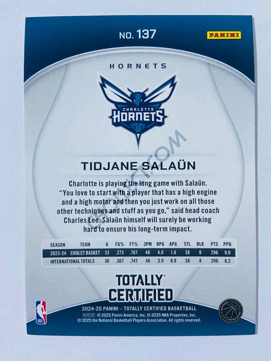 Tidjane Salaün – Charlotte Hornets 2024-25 Panini Totally Certified RC Rookie #137