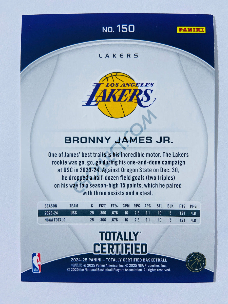 Bronny James Jr. – Los Angeles Lakers 2024-25 Panini Totally Certified RC Rookie #150