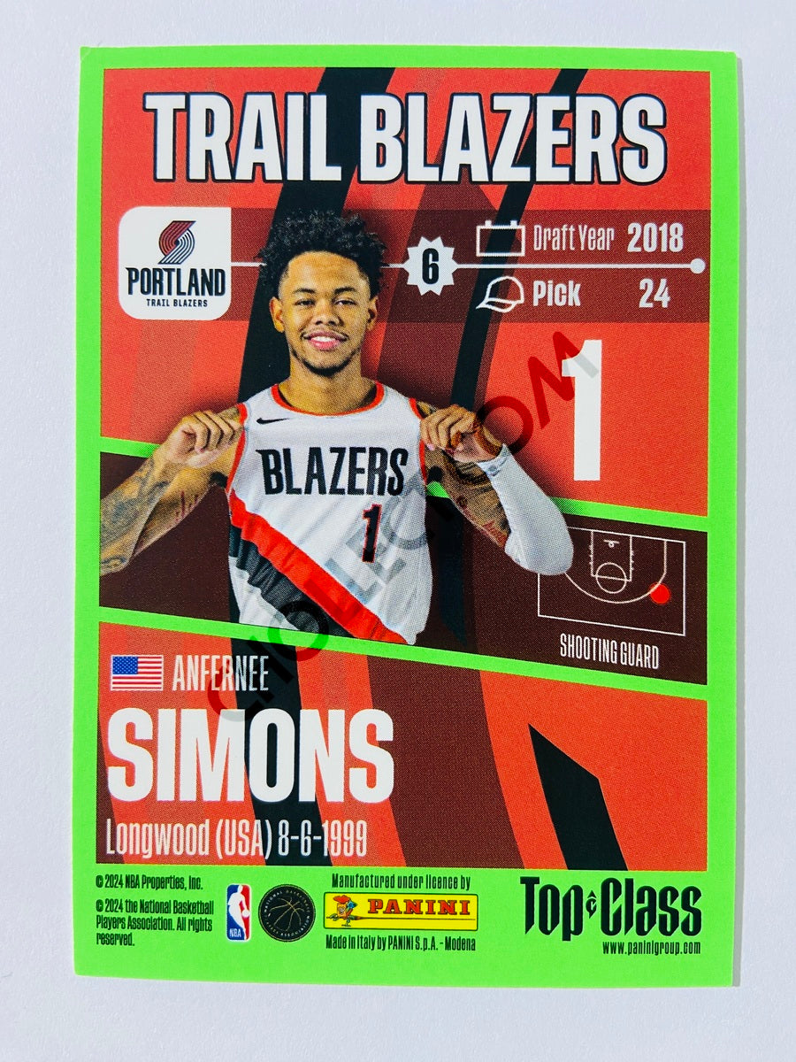 Anfernee Simons - Portland Trail Blazers 2023-24 Panini Top Class #118