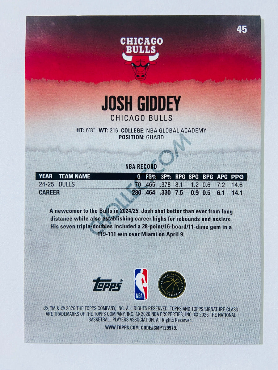Josh Giddey - Chicago Bulls 2025-26 Topps Signature Class #45