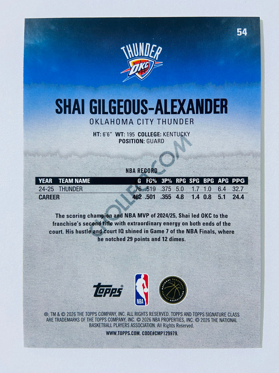 Shai Gilgeous-Alexander - Oklahoma City Thunder 2025-26 Topps Signature Class #54