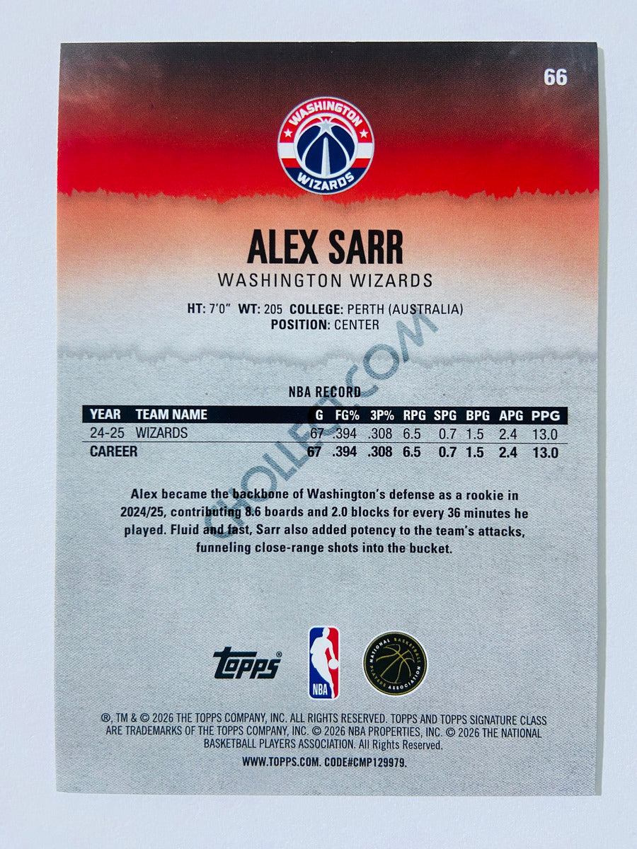 Alex Sarr - Washington Wizards 2025-26 Topps Signature Class #66