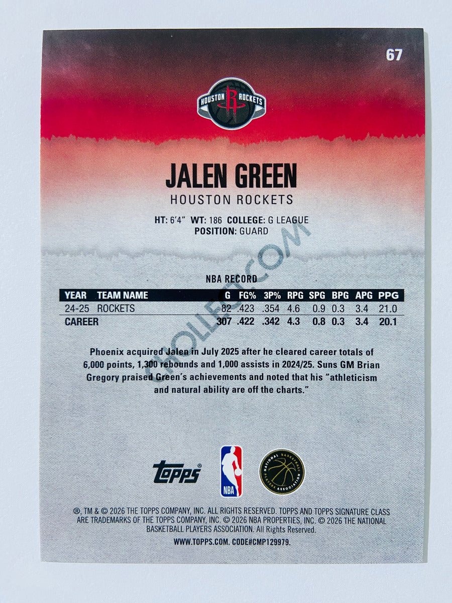 Jalen Green - Houston Rockets 2025-26 Topps Signature Class #67