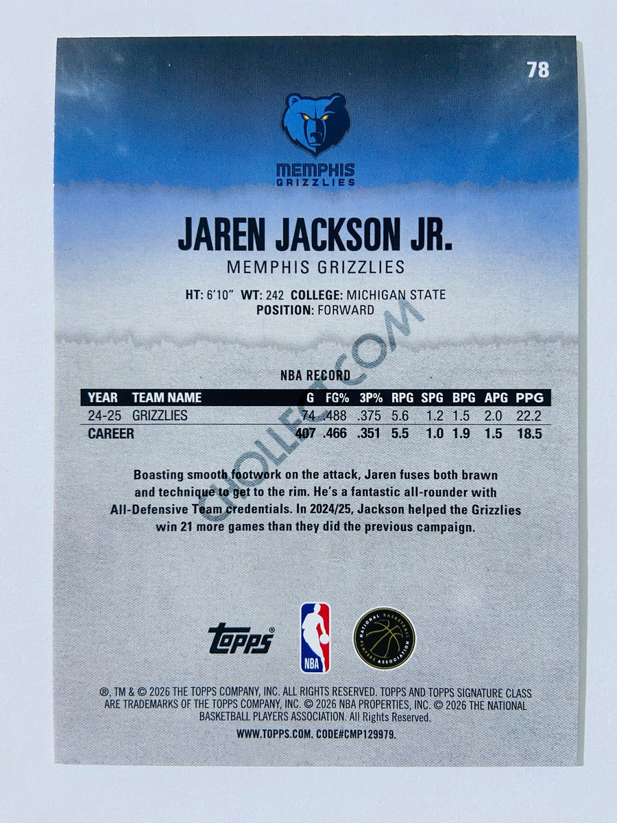 Jaren Jackson Jr. - Memphis Grizzlies 2025-26 Topps Signature Class #78