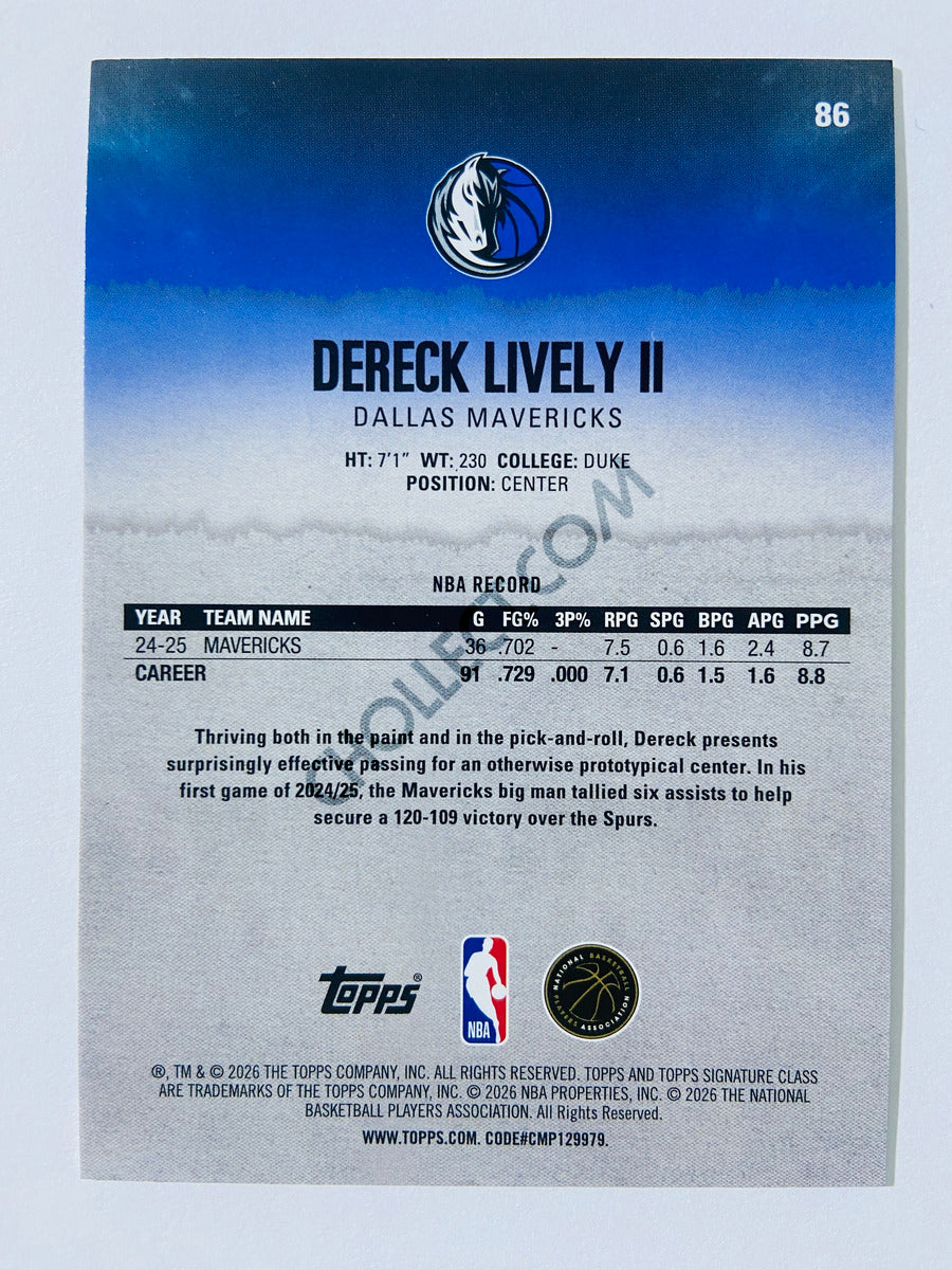 Dereck Lively II - Dallas Mavericks 2025-26 Topps Signature Class #86