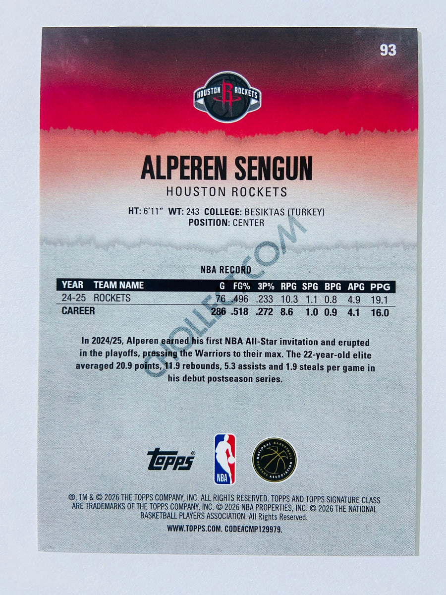 Alperen Sengun - Houston Rockets 2025-26 Topps Signature Class #93
