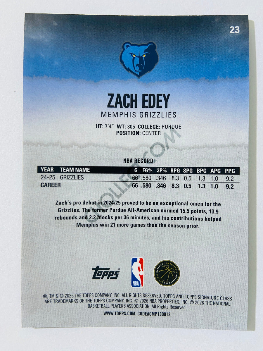 Zach Edey - Memphis Grizzlies 2025-26 Topps Signature Class Chrome Variation #23