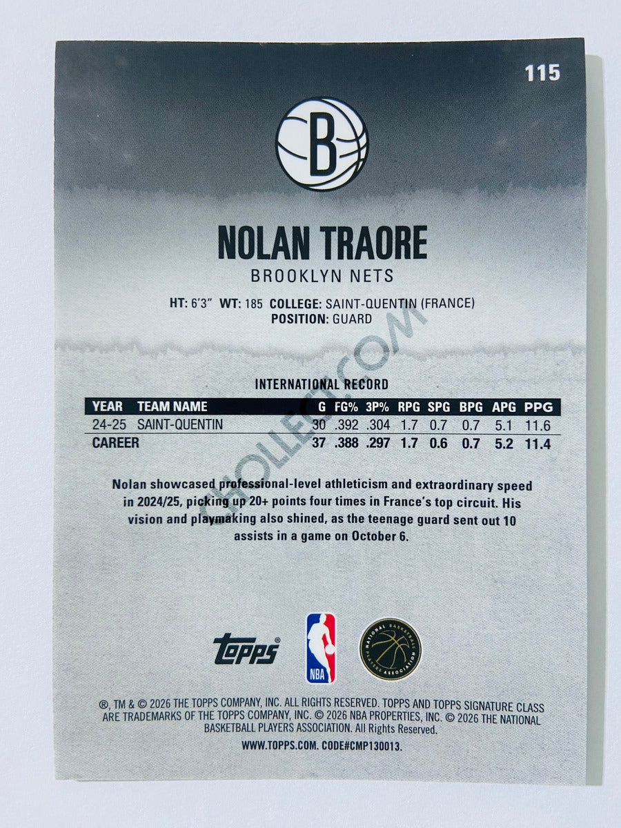 Nolan Traore - Brooklyn Nets 2025-26 Topps Signature Class Chrome Variation RC Rookie #114