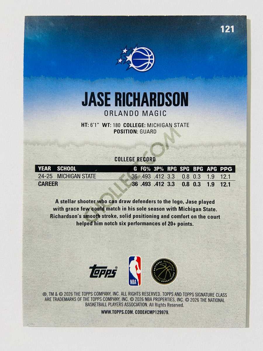 Jase Richardson - Orlando Magic 2025-26 Topps Signature Class Bronze RC Rookie #121