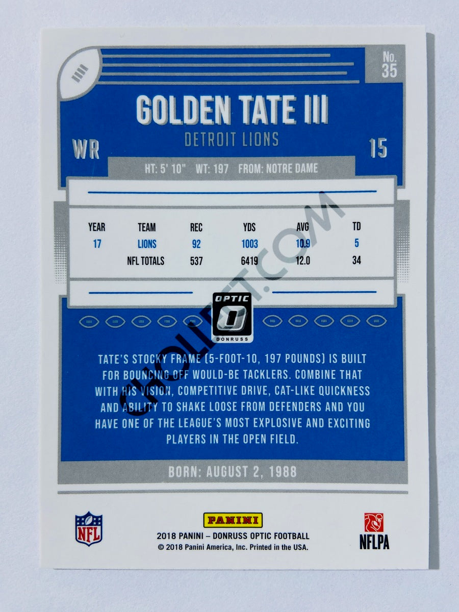 Golden Tate III - Detroit Lions 2018 Panini Donruss Optic #35