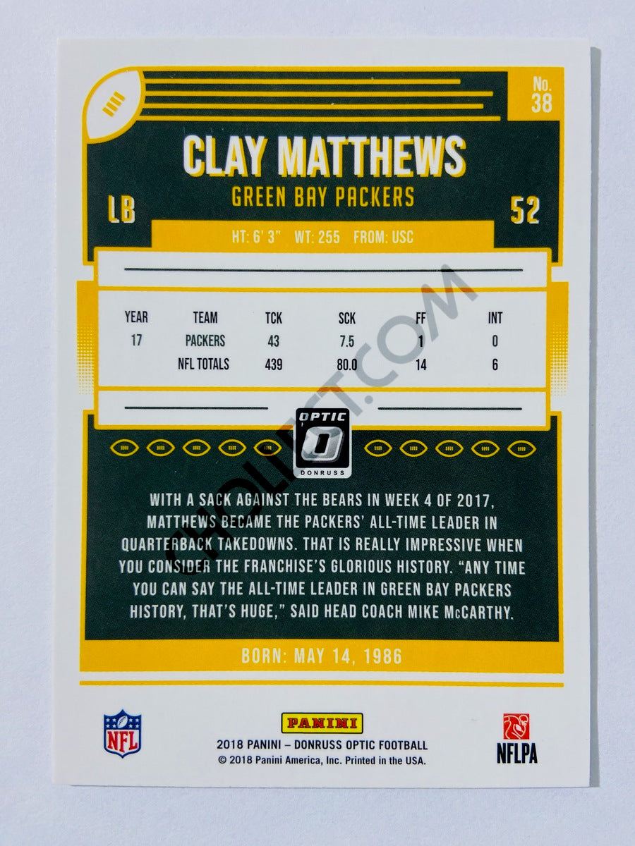 Clay Matthews - Green Bay Packers 2018 Panini Donruss Optic #38