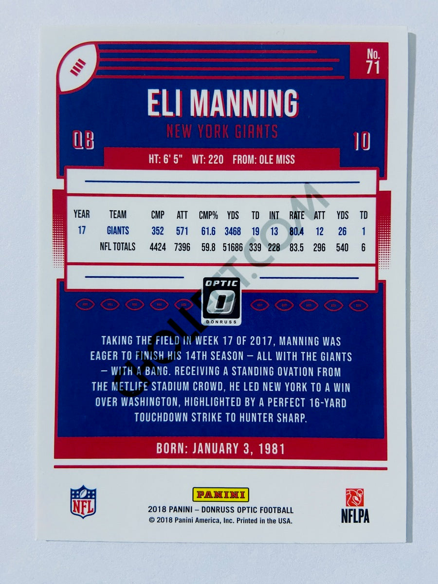 Eli Manning - New York Giants 2018 Panini Donruss Optic #71