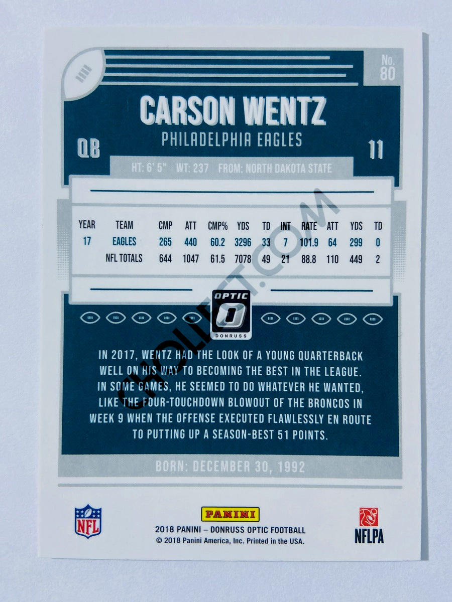 Carson Wentz - Philadelphia Eagles 2018 Panini Donruss Optic #80