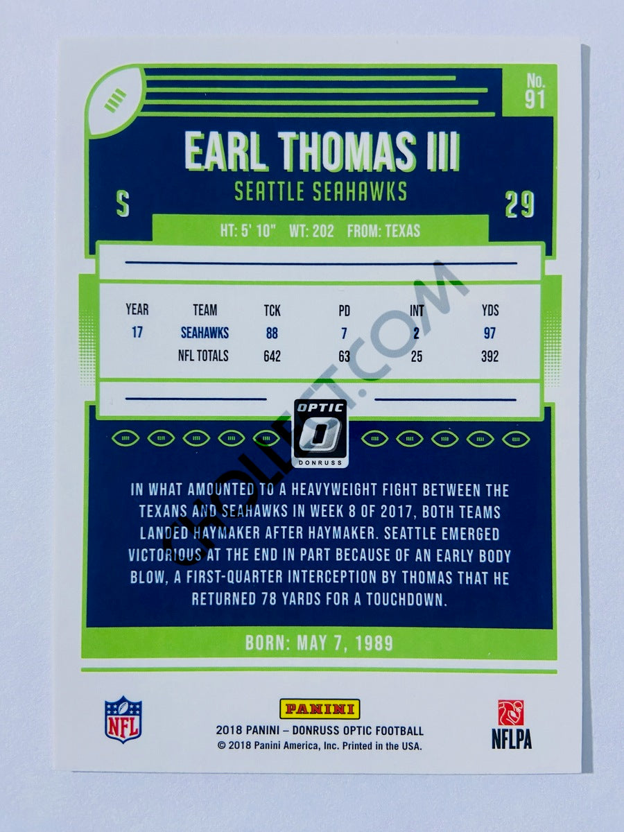 Earl Thomas III - Seattle Seahawks 2018 Panini Donruss Optic #91