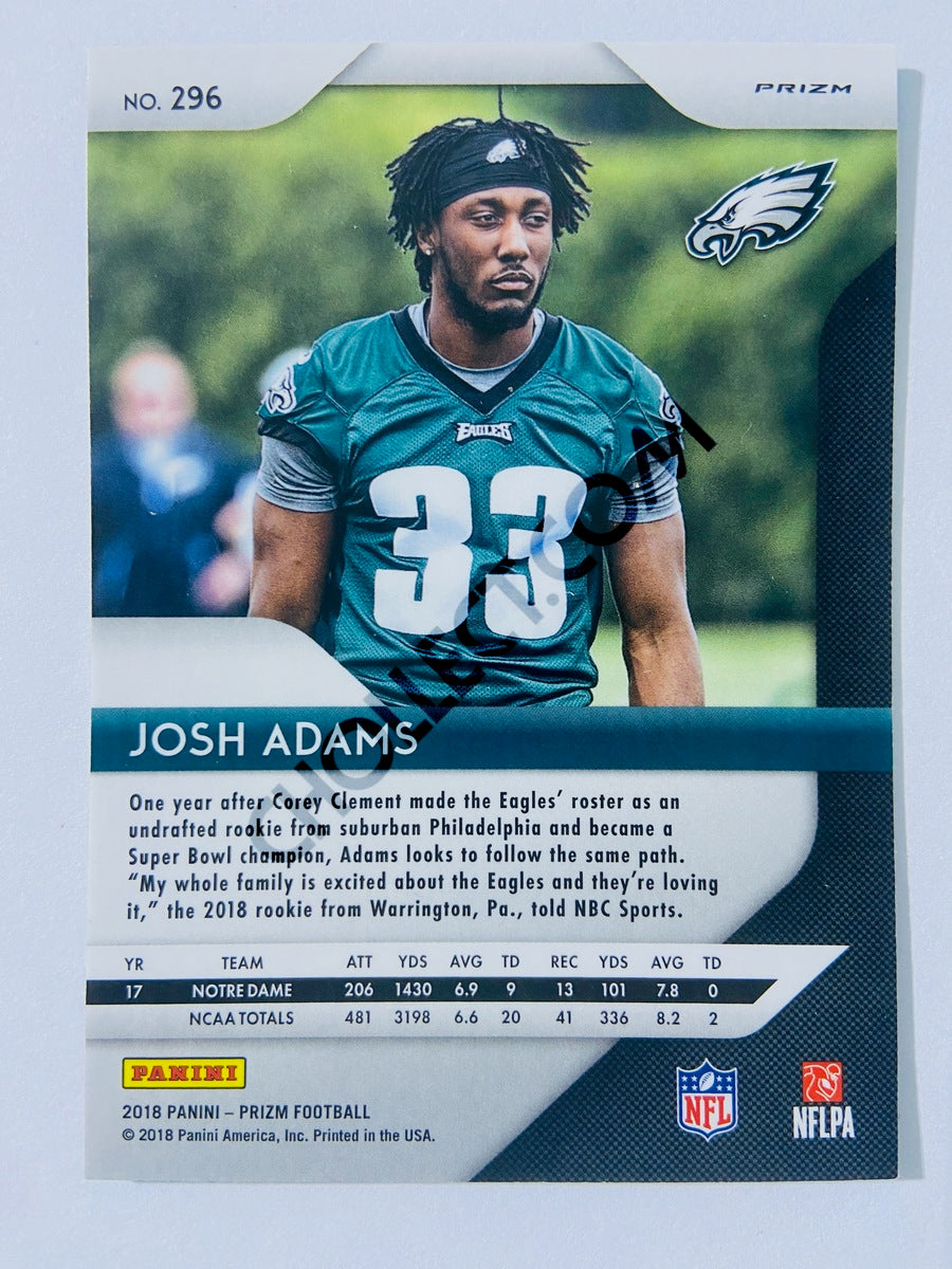 Josh Adams - Philadelphia Eagles 2018 Panini Prizm Blue Laser Prizm RC Rookie Parallel #296