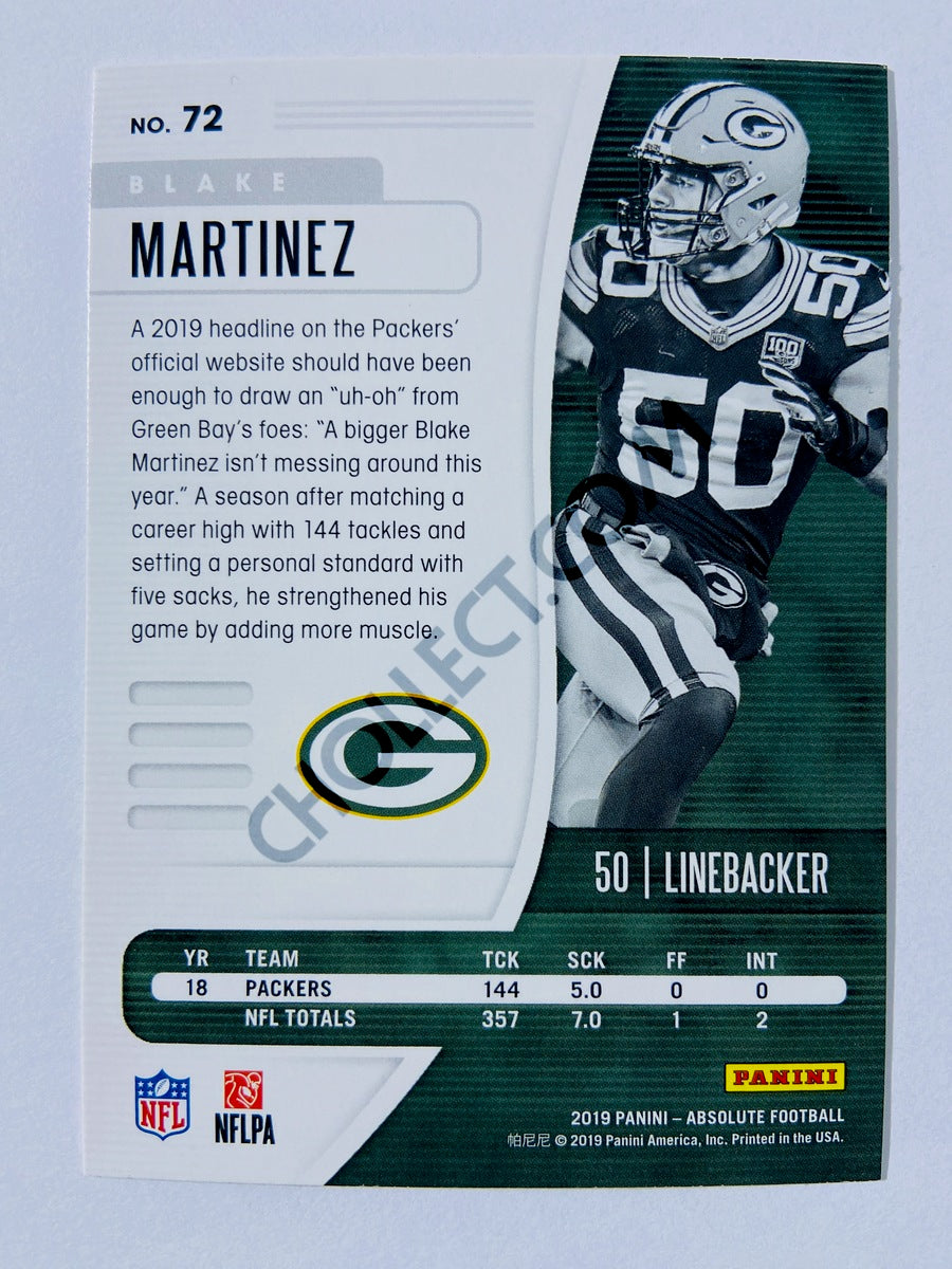 Blake Martinez - Green Bay Packers 2019-20 Panini Absolute #72