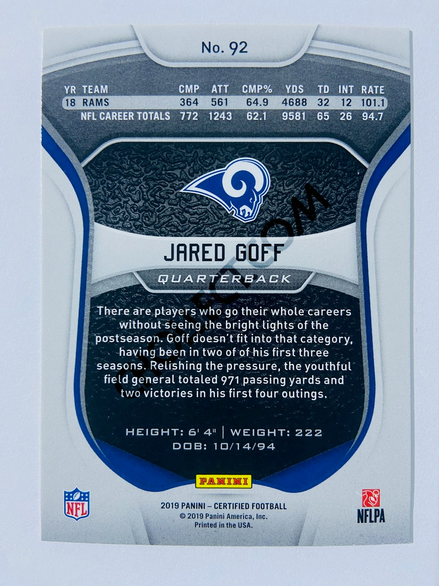 Jared Goff - Los Angeles Rams 2019 Panini Certified #92