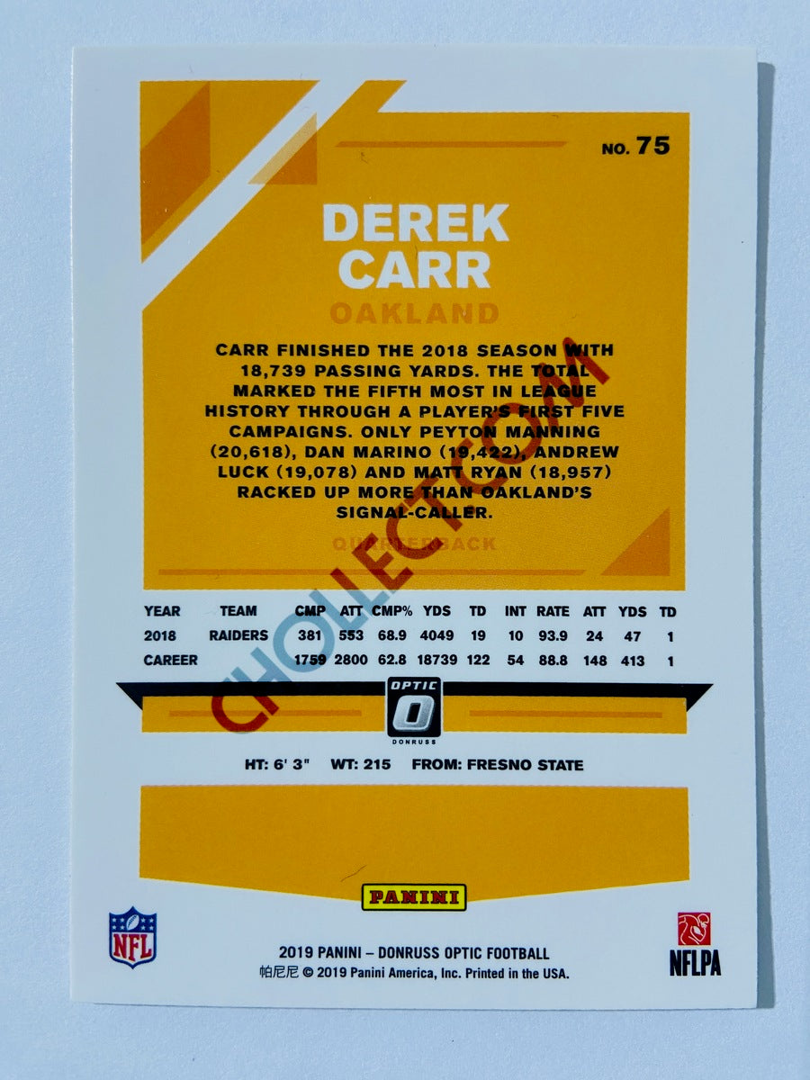 Derek Carr - Oakland Raiders 2019 Panini Donruss Optic #75