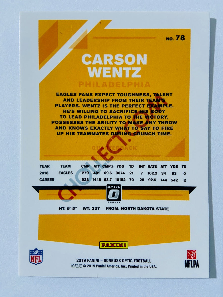 Carson Wentz - Philadelphia Eagles 2019 Panini Donruss Optic #78