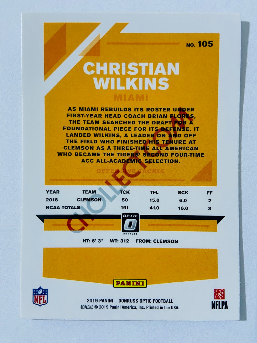 Christian Wilkins - Miami Dolphins 2019 Panini Donruss Optic RC Rookie #105