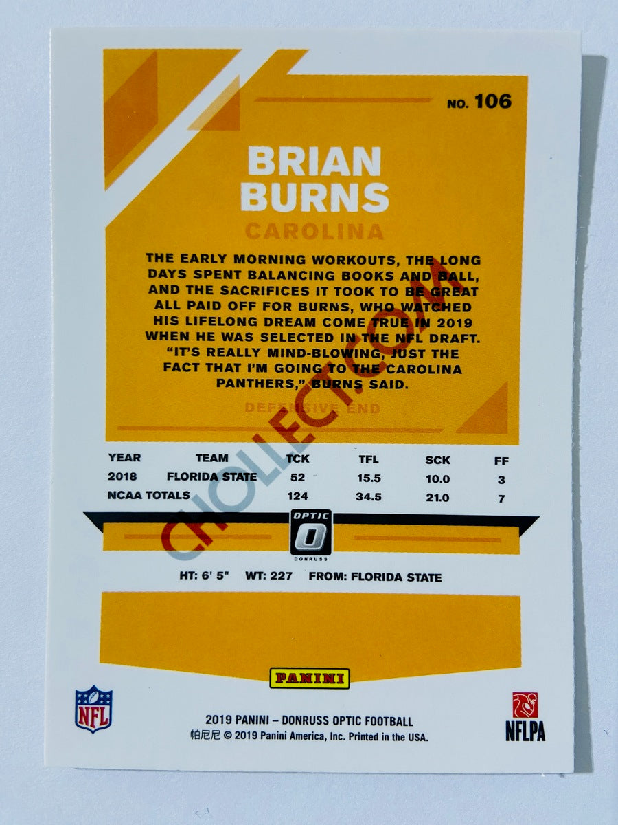 Brian Burns - Carolina Panthers 2019 Panini Donruss Optic RC Rookie #106