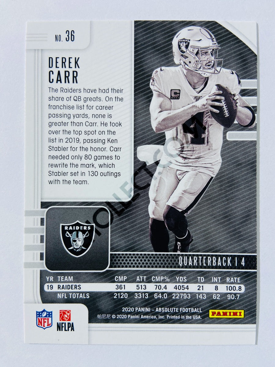 Derek Carr - Las Vegas Raiders 2020-21 Panini Absolute Football #36